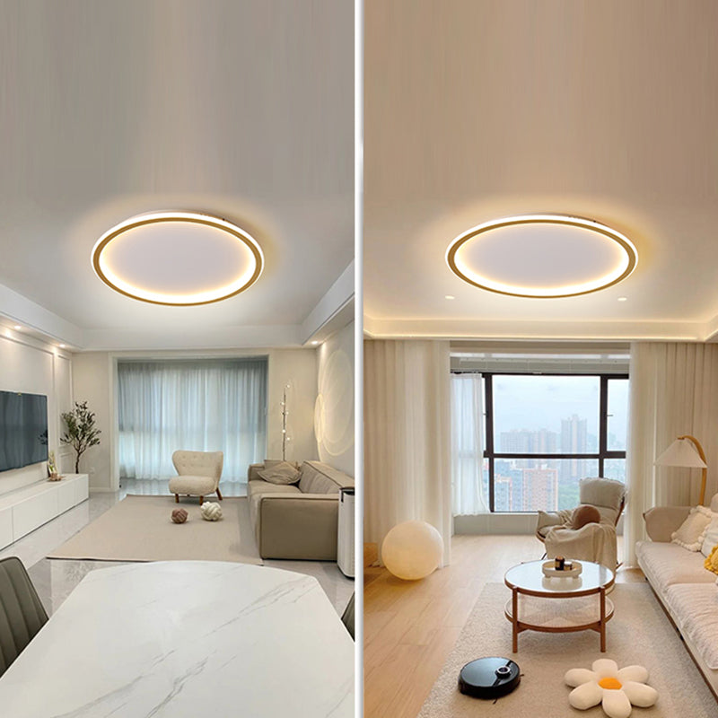 Minimalism Aluminum LED Ceiling Mounted Light Circle 1-Light Flush Light for Bedroom