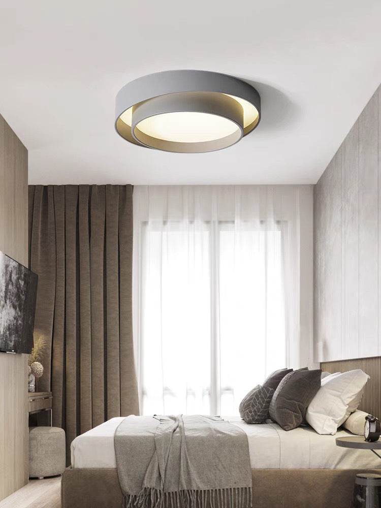 Modern Minimalist LED Ceiling Light Wrought Iron Circular Flush Mount with Acrylic Shade