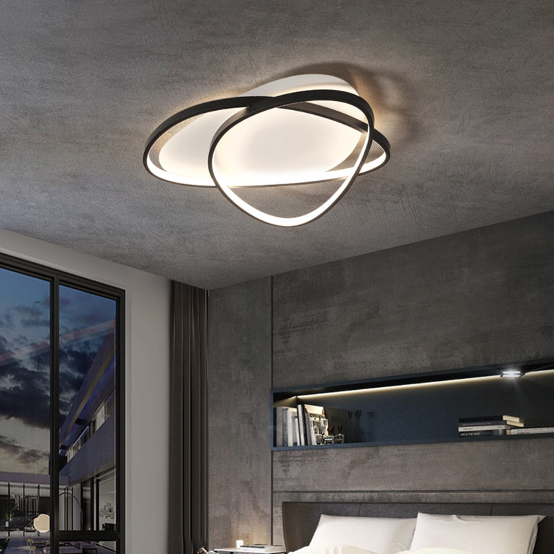 Black and White LED Semi Flush Mount in Modern Minimalist Style Aluminium Oblong Ceiling Light with Acrylic Shade