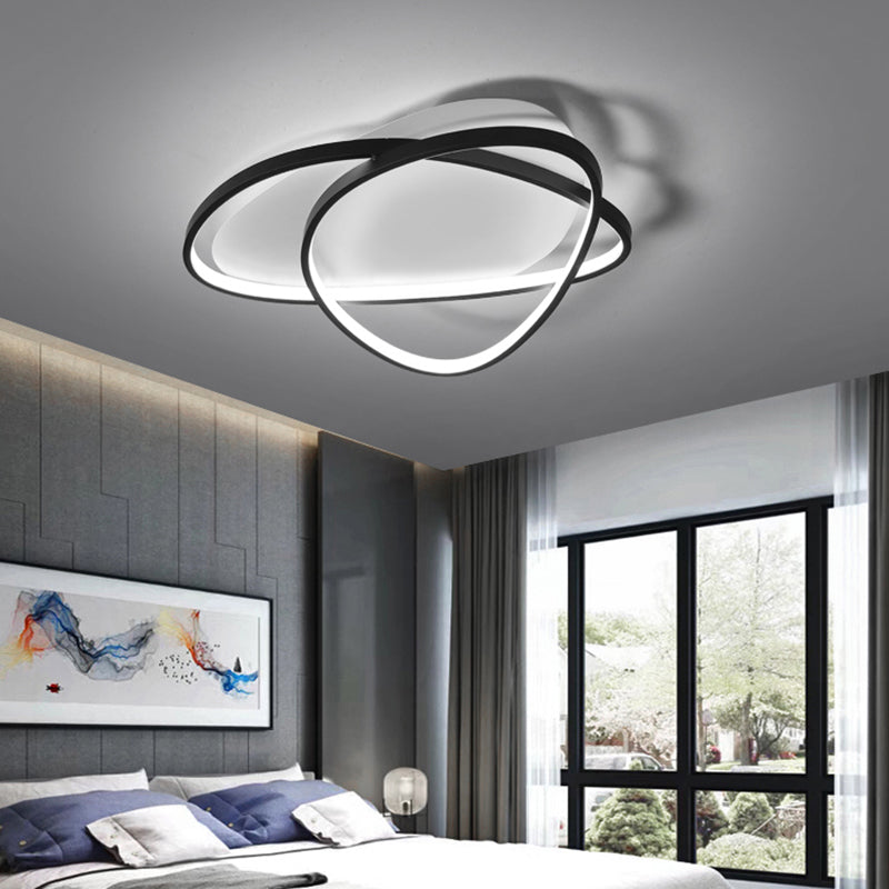 Black and White LED Semi Flush Mount in Modern Minimalist Style Aluminium Oblong Ceiling Light with Acrylic Shade