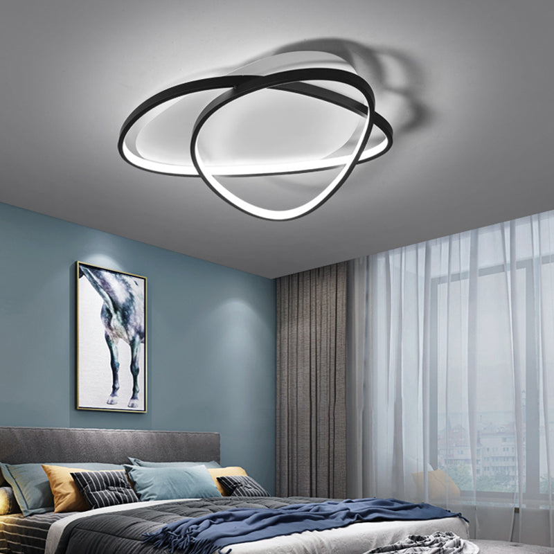 Black and White LED Semi Flush Mount in Modern Minimalist Style Aluminium Oblong Ceiling Light with Acrylic Shade