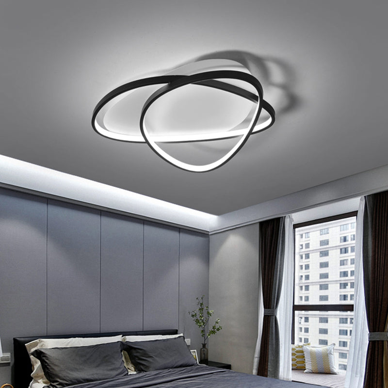 Black and White LED Semi Flush Mount in Modern Minimalist Style Aluminium Oblong Ceiling Light with Acrylic Shade