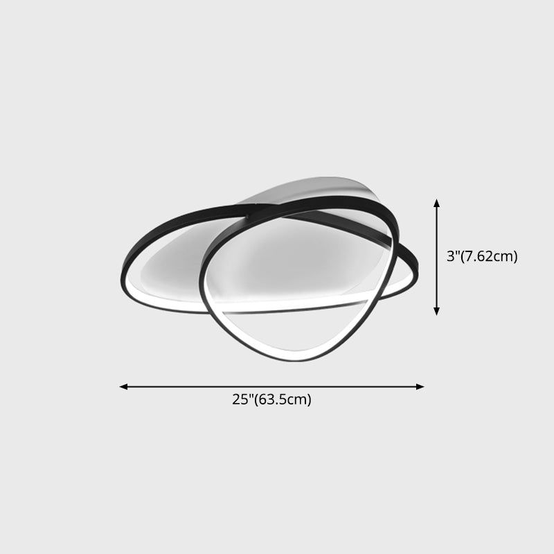 Montaje semi descarga LED en blanco y negro en moderna luz de techo oblongo de aluminio de estilo minimalista con sombra acrílica