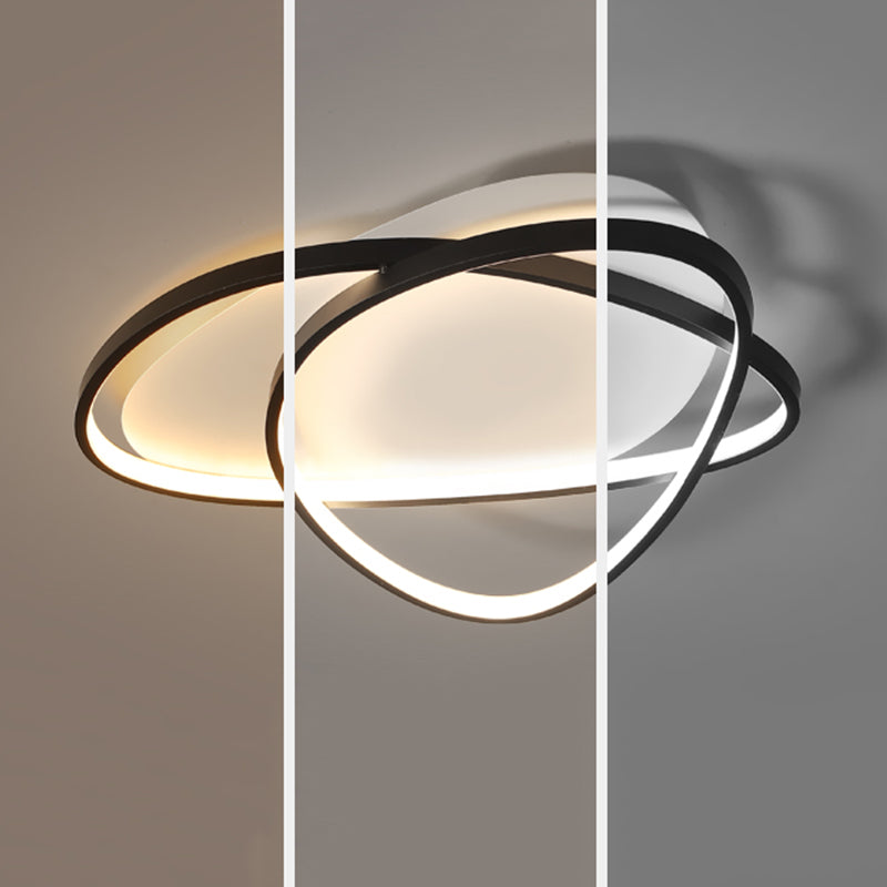 Zwart -wit LED Semi Flush Mount in moderne minimalistische stijl aluminium langwerpig plafondlicht met acrylschaduw