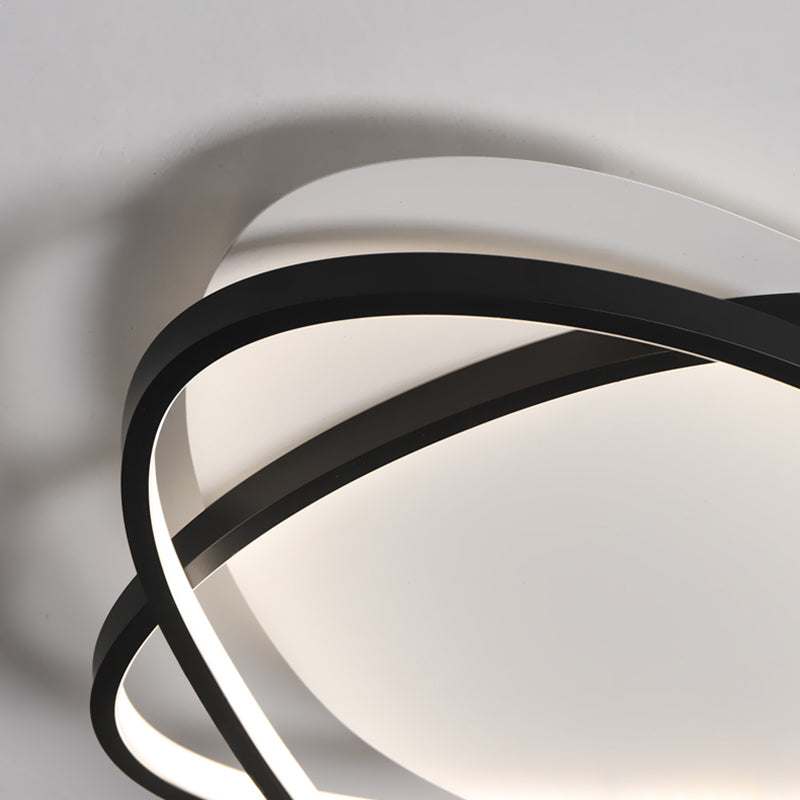 Black and White LED Semi Flush Mount in Modern Minimalist Style Aluminium Oblong Ceiling Light with Acrylic Shade