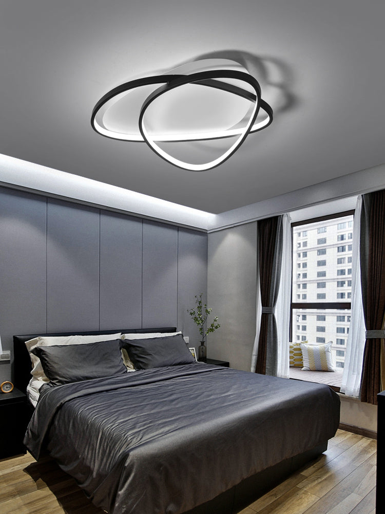 Zwart -wit LED Semi Flush Mount in moderne minimalistische stijl aluminium langwerpig plafondlicht met acrylschaduw