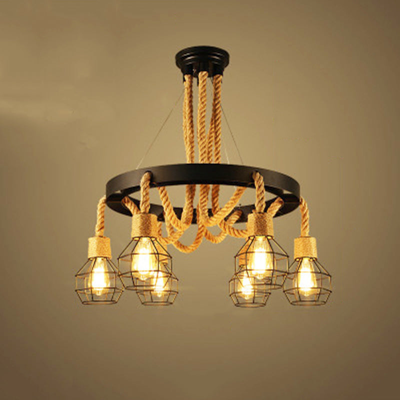 Corde Circular Pendants Lighttures Industrial Bar Sanging Chandelier Light