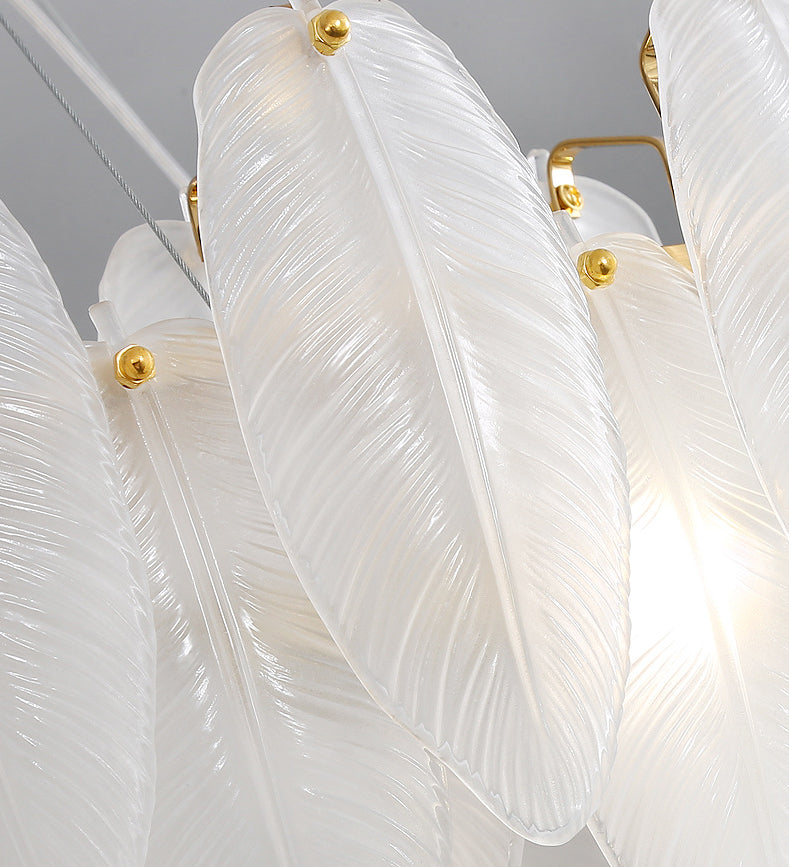 Glass Feather Pendant Light Fixtures Modern Dining Room Hanging Chandelier Light