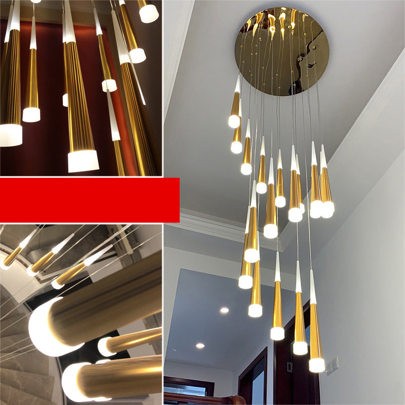 Modern Multi Light Pendant LED Light Indoor Hotel Light Long Stair Light