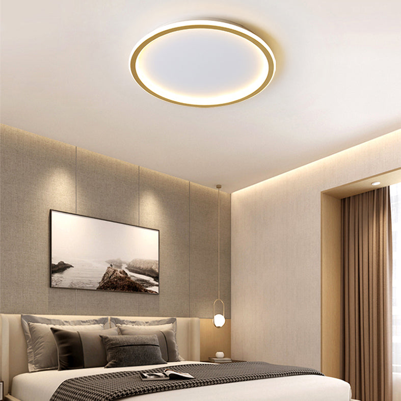 Minimalism Aluminum LED Ceiling Mounted Light Circle 1-Light Flush Light for Bedroom