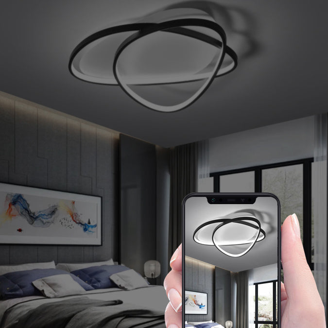 Black and White LED Semi Flush Mount in Modern Minimalist Style Aluminium Oblong Ceiling Light with Acrylic Shade