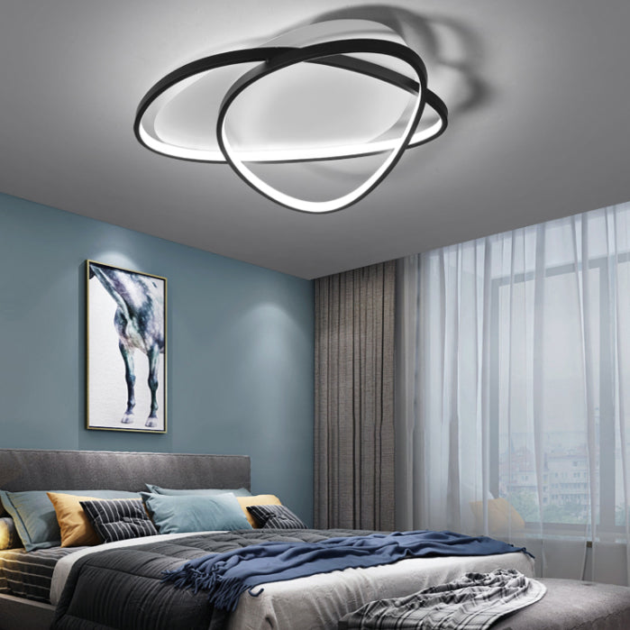 Black and White LED Semi Flush Mount in Modern Minimalist Style Aluminium Oblong Ceiling Light with Acrylic Shade