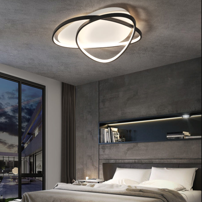 Black and White LED Semi Flush Mount in Modern Minimalist Style Aluminium Oblong Ceiling Light with Acrylic Shade