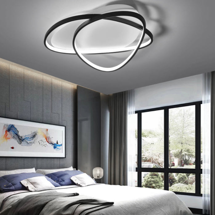 Black and White LED Semi Flush Mount in Modern Minimalist Style Aluminium Oblong Ceiling Light with Acrylic Shade