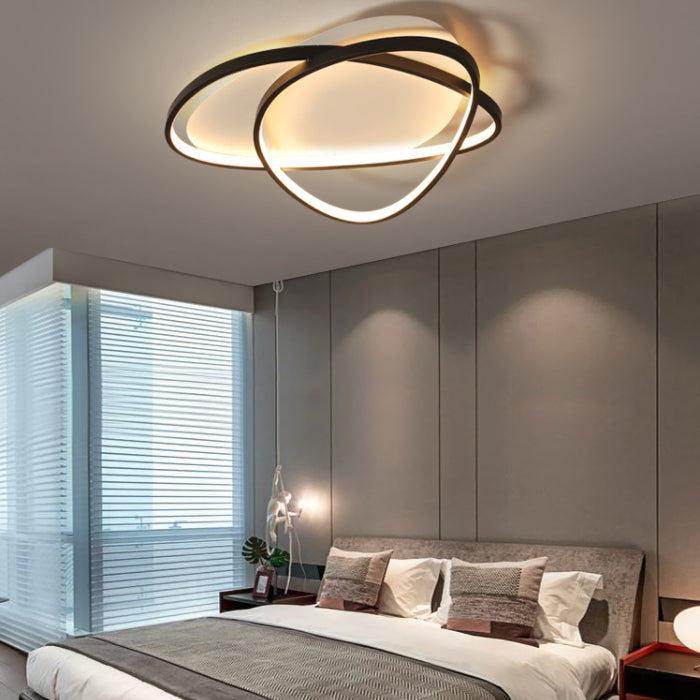 Black and White LED Semi Flush Mount in Modern Minimalist Style Aluminium Oblong Ceiling Light with Acrylic Shade