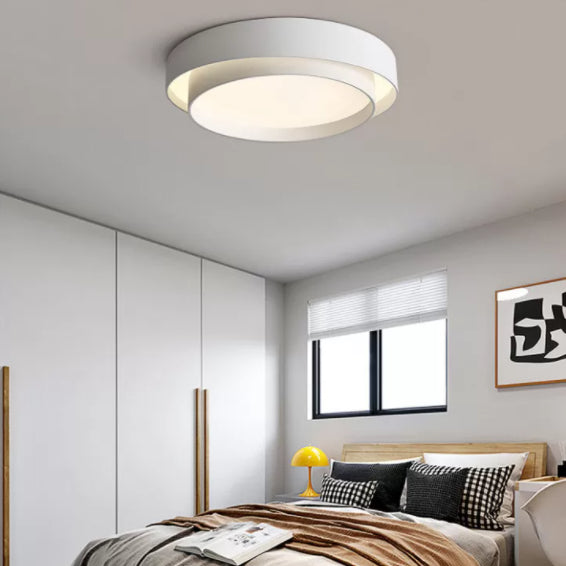 Modern Minimalist LED Ceiling Light Wrought Iron Circular Flush Mount with Acrylic Shade