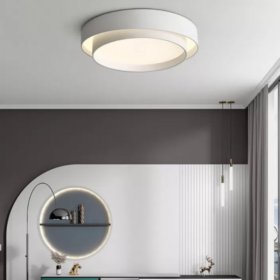 Modern Minimalist LED Ceiling Light Wrought Iron Circular Flush Mount with Acrylic Shade