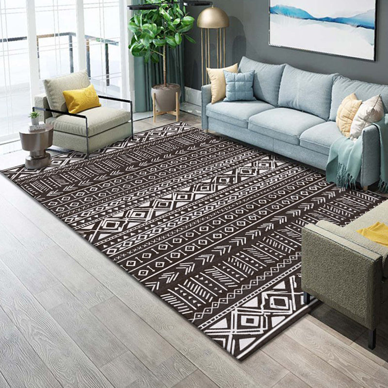 Multicolor Shabby Chic Rug Polyester Tribal Print Area Rug Stain Resistant Carpet for Living Room