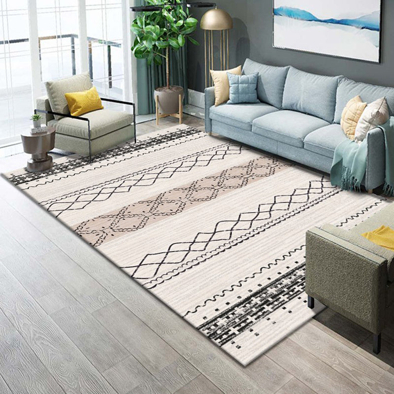 Multicolor Shabby Chic Rug Polyester Tribal Print Area Rug Stain Resistant Carpet for Living Room