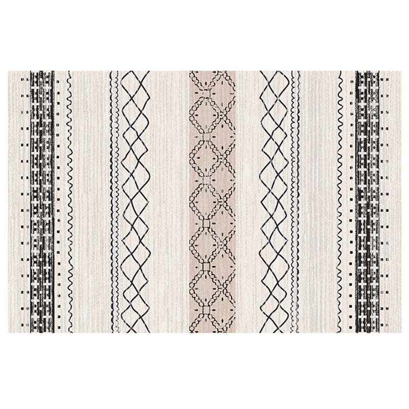 Vintage Southwestern Print Rug White Tone Polyester Area Tapijt Non-Slip Backing Rug voor de woonkamer