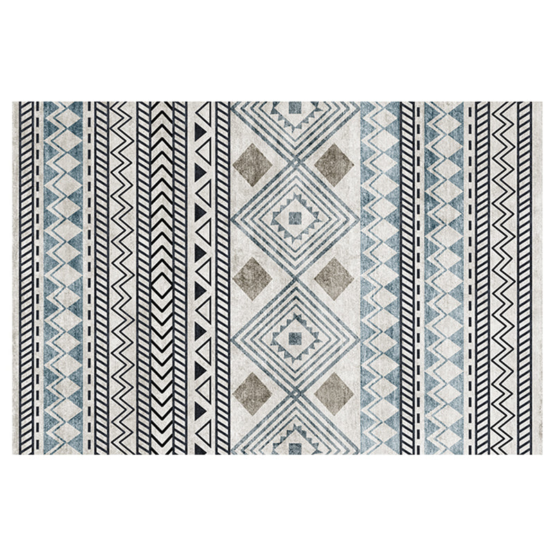 Vintage Southwestern Print Rug White Tone Polyester Area Tapijt Non-Slip Backing Rug voor de woonkamer