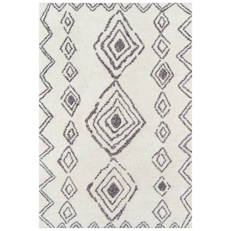 White Tone Shabby Chic Indoor Rug Polyester Tribal Print Carpet Easy Care Rug for Home Decoration