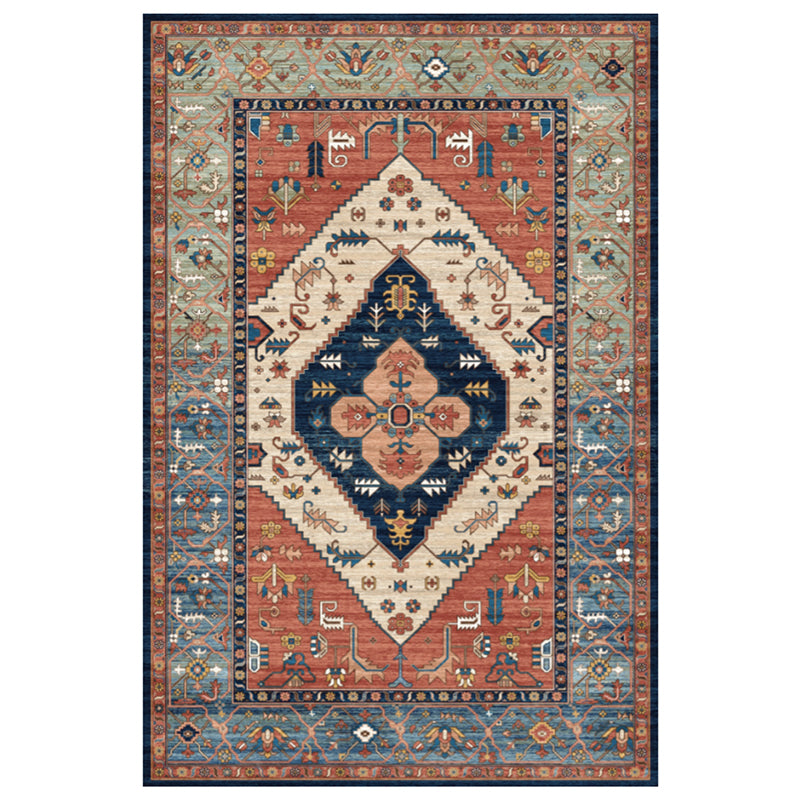 Shabby Chic Ethnic Printed Rug Color Mixed Polyester Area Carpet Stain Resistant Rug for Living Room