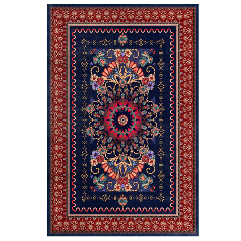 Persian Medallion Printed Rug Color Mixed Polyester Area Carpet Non-Slip Backing Rug for Living Room