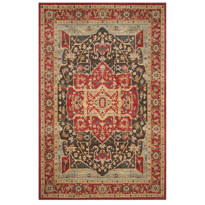 Persian Medallion Printed Rug Color Mixed Polyester Area Carpet Non-Slip Backing Rug for Living Room