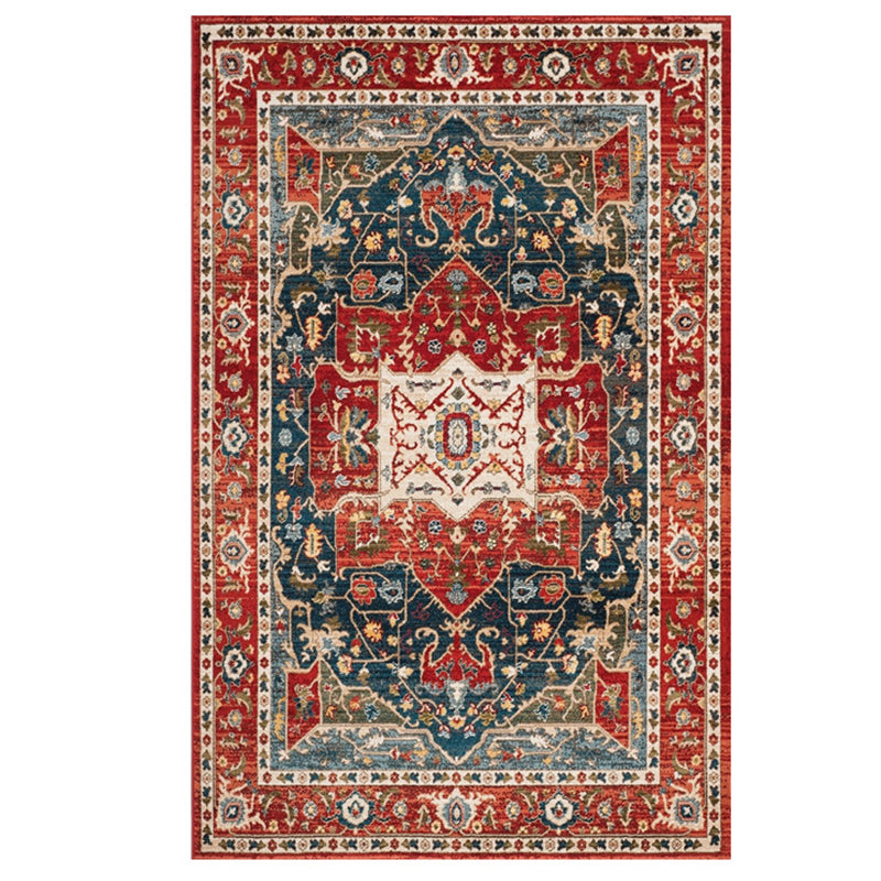 Persian Medallion Printed Rug Color Mixed Polyester Area Carpet Non-Slip Backing Rug for Living Room