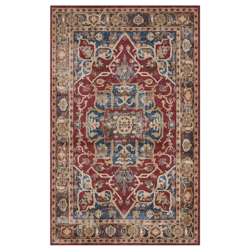 Persian Medallion Printed Rug Color Mixed Polyester Area Carpet Non-Slip Backing Rug for Living Room