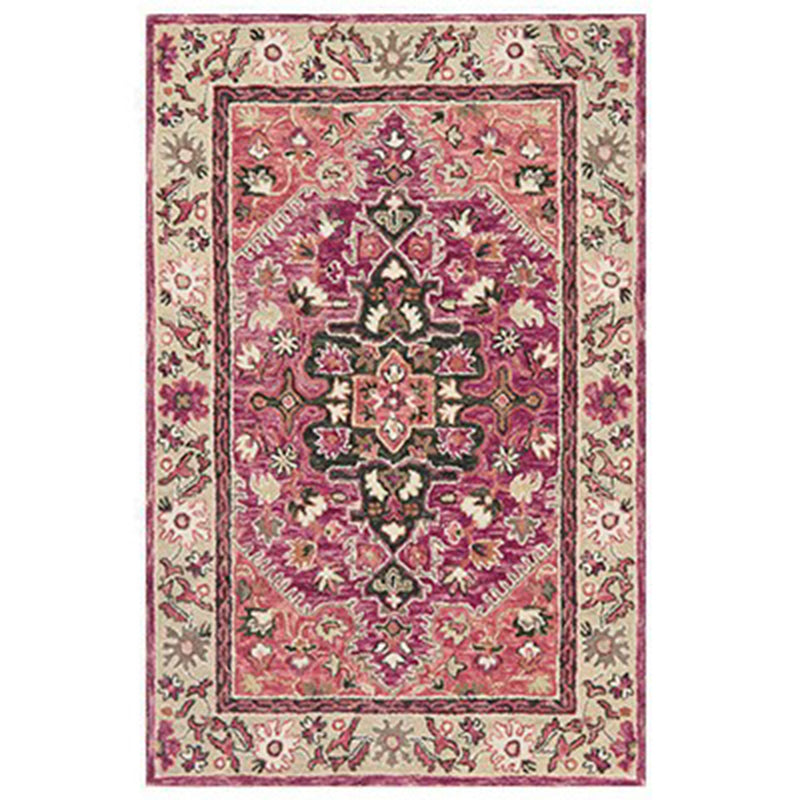 Tono rojo estampado estampado Poliéster Shabby Chic Alfombra sin deslizamiento Rug para interiores para decoración del hogar