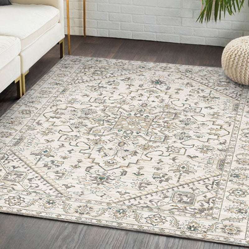 Multicolor Floral Print Rug Polyester Antique Carpet Non-Slip Backing Indoor Rug for Home Decoration