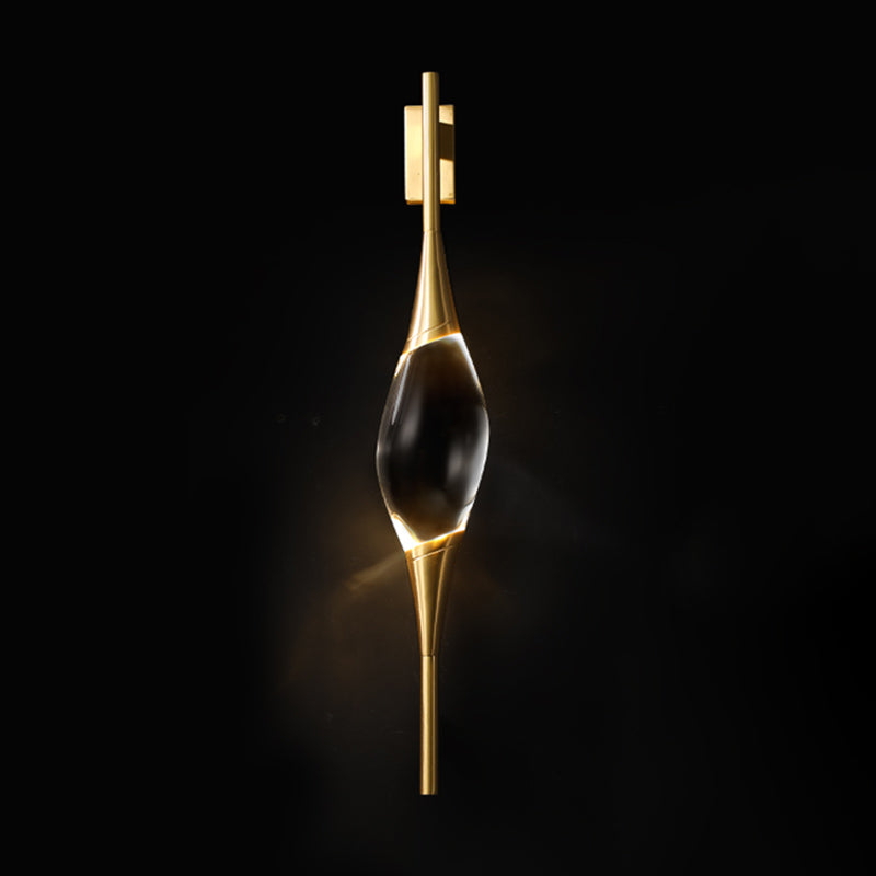 Goldene LED -Wandlampe im modernen Luxusstil Kupfer Teardrop Wandleuchten mit Kristallschatten