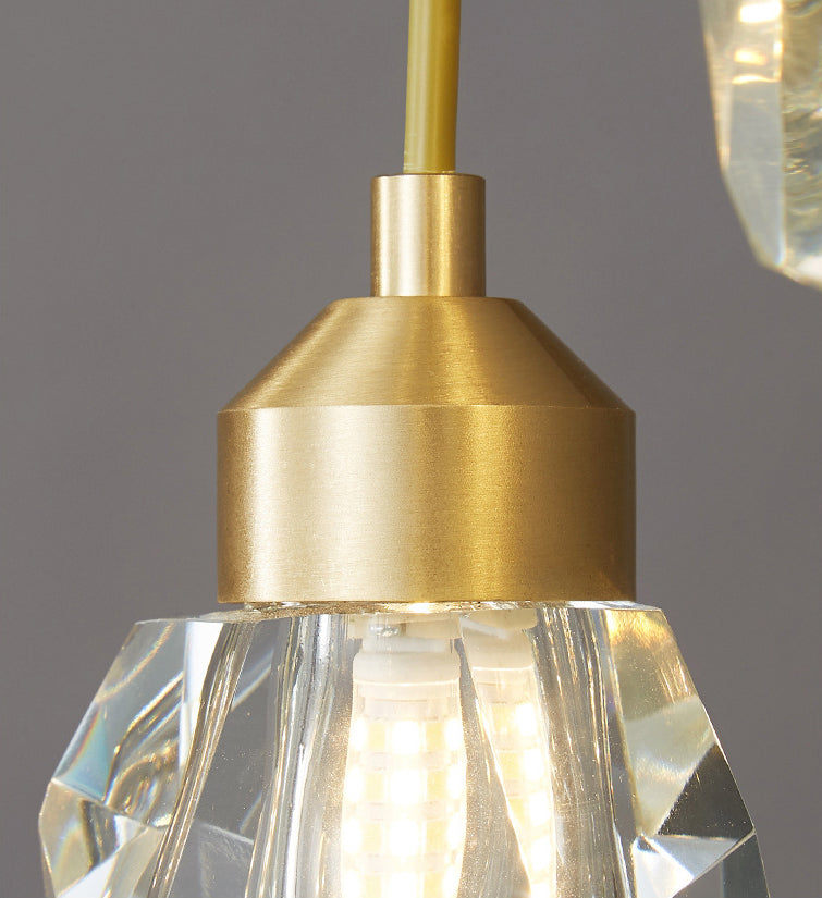 Lampe suspendue à suspension minimaliste Black-Gold en forme de gemme avec une nuance de cristal pour le restaurant