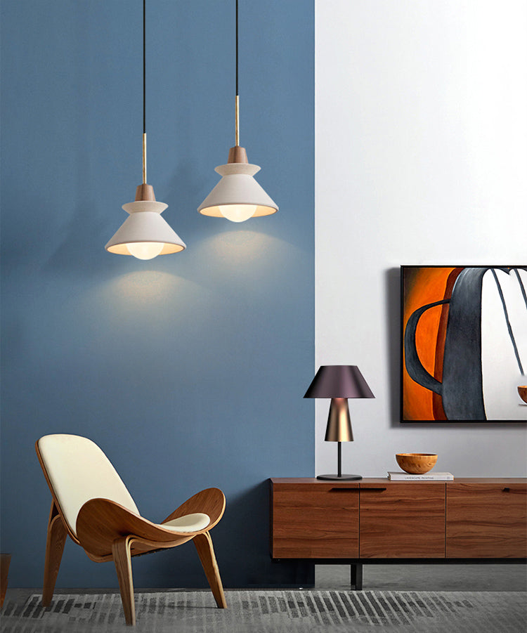 Modern Simplicity Cone Ceiling Chandelier Cement Hanging Light for Living Room