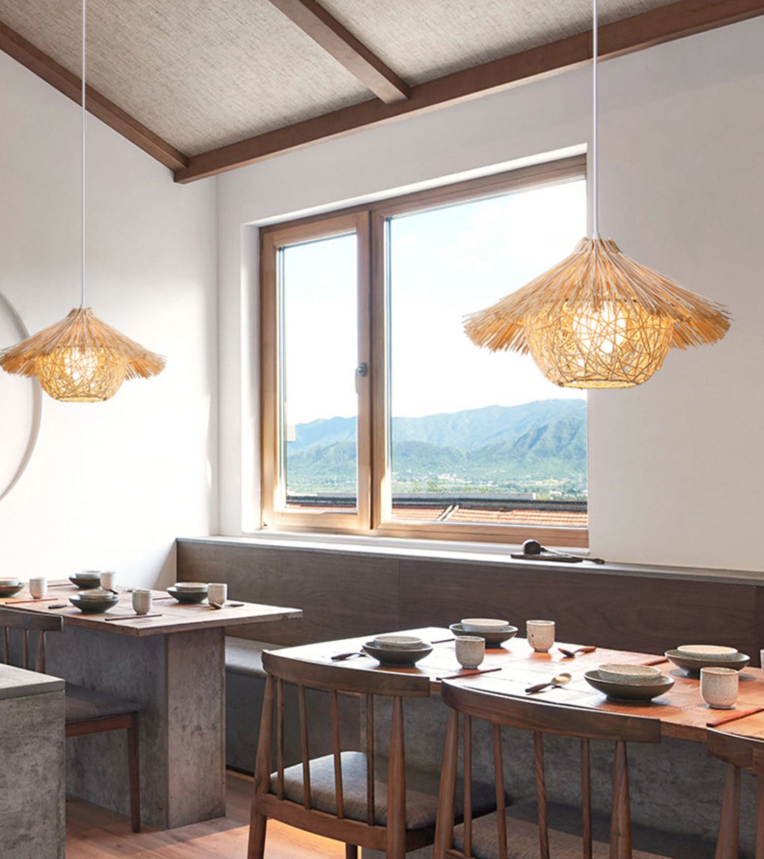 Lampada a sospensione a forma di nido rattan Light Asia Assiction Bening Light for Restaurant