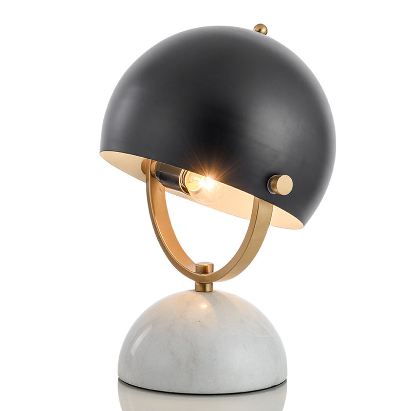 Hemispherical Bedside Table Lighting Metal 1 Bulb Postmodern Nightstand Light in Black