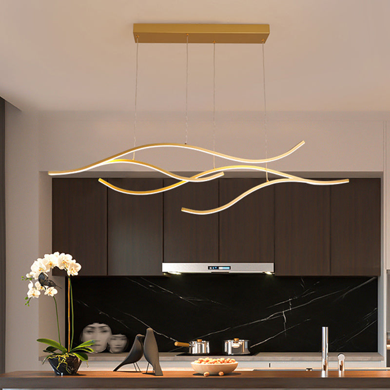 New Modern Island Chandelier Linear Metal Chandelier Lighting Fixture for Dining Room