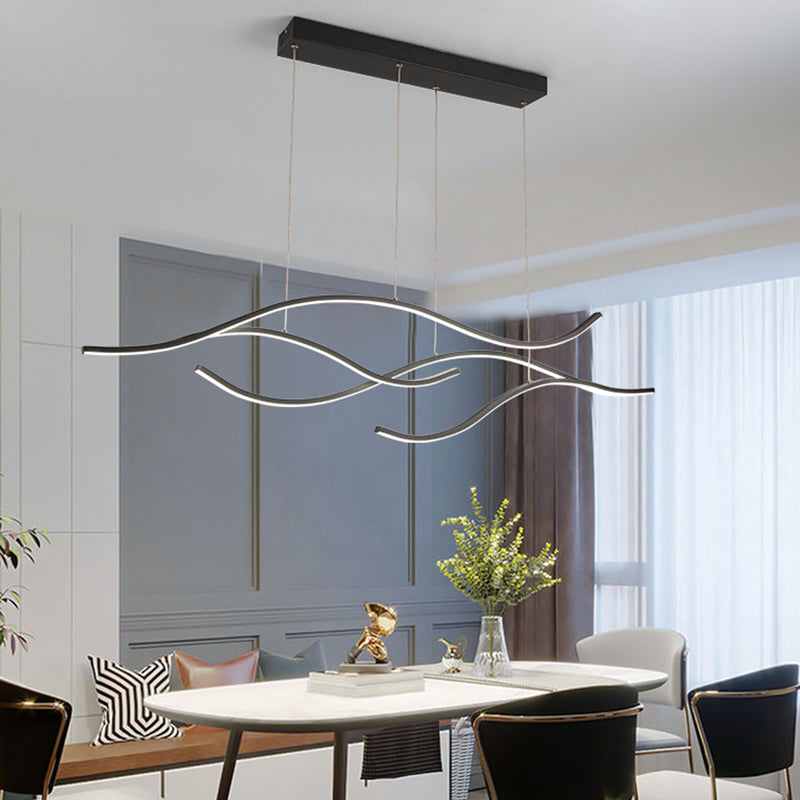 New Modern Island Chandelier Linear Metal Chandelier Lighting Fixture for Dining Room