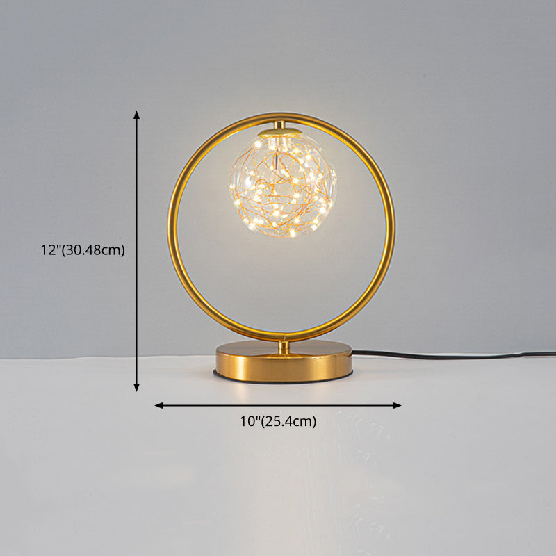 Lámpara de mesa de vidrio transparente de bola Luz de mesita de noche estrellada moderna para sala de estar