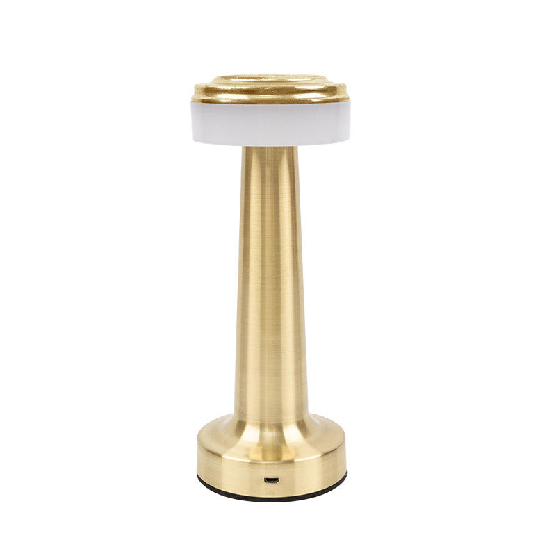 Drum Shade Metal Table Lamp Postmodernism Gold LED Night Stand Light for Dining Room