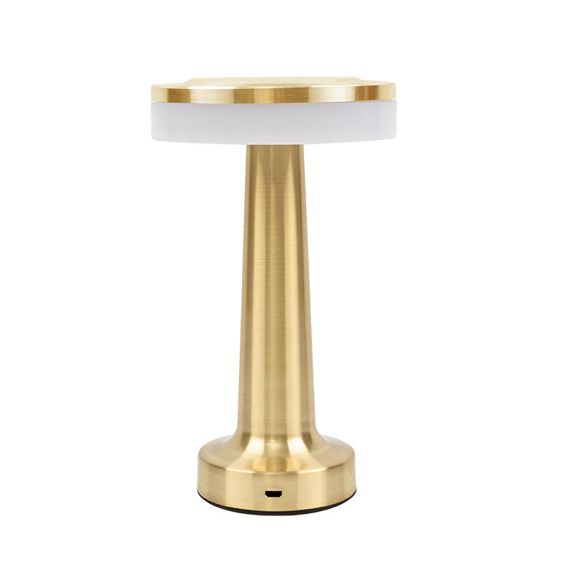 Drum Shade Metal Table Lamp Postmodernism Gold LED Night Stand Light for Dining Room