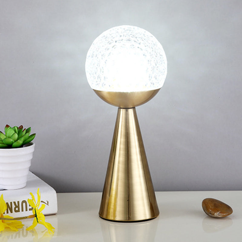 Postmodern Ball and Cone Night Lamp Acrylic Single-Bulb Bedroom Table Light