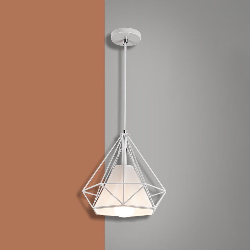 1 Light Diamond Pendant Industrial Metal Ceiling Pendant with Hanging Cord for Restaurant