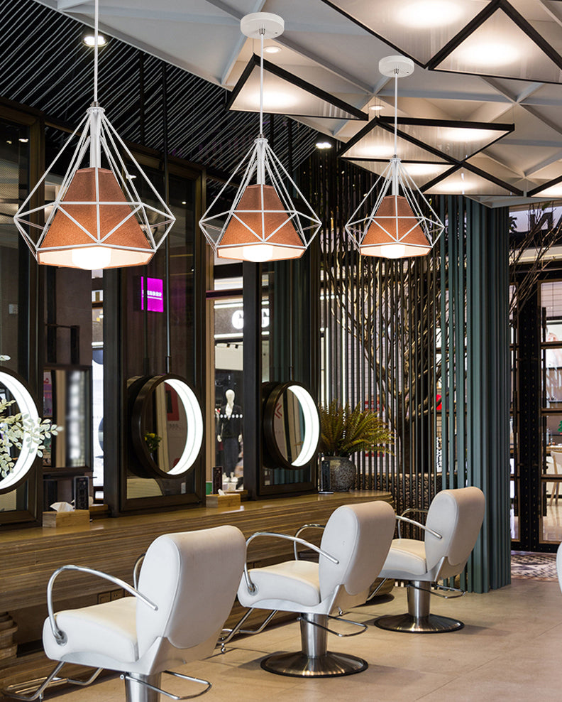 1 Light Diamond Pendant Industrial Metal Ceiling Pendant with Hanging Cord for Restaurant