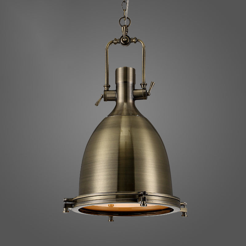 1 Light Dome Ceiling Pendant Industrial Style Metal Hanging Light Fixtures for Restaurant