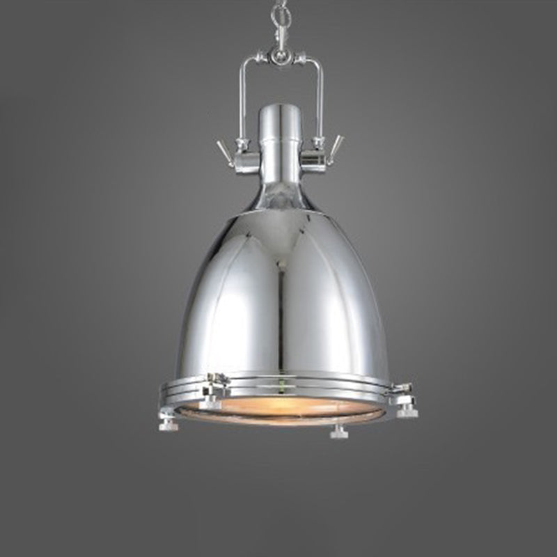 1 Light Dome Ceiling Pendant Industrial Style Metal Hanging Light Fixtures for Restaurant