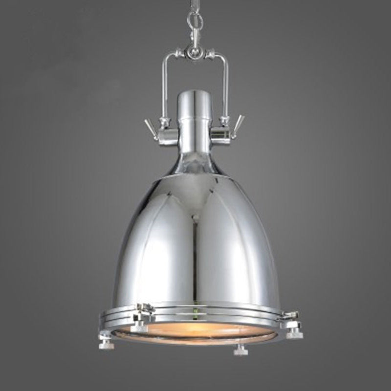 1 Light Dome Ceiling Pendant Industrial Style Metal Hanging Light Fixtures for Restaurant