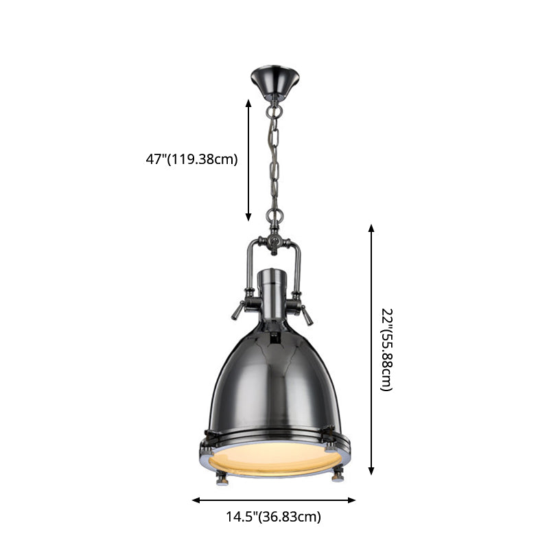 1 Light Dome Ceiling Pendant Industrial Style Metal Hanging Light Fixtures for Restaurant